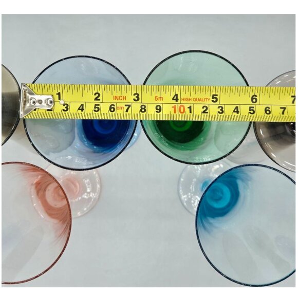 Vintage MCM Multi Colour blown glass Set of 6 Champagne or Pilsner Glasses - Picture 5 of 7